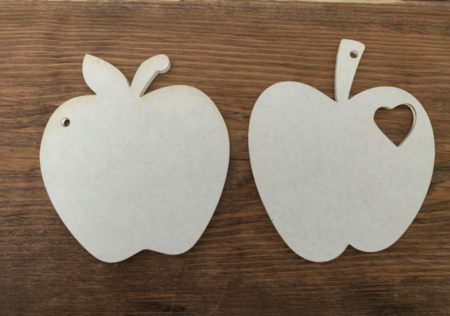 Apple Acrylic Keychain Blanks - Set of 5 2.5 Diameter Apple w/ Leaf